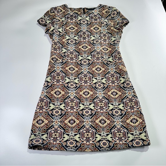 Zara jacquard mini dress tapestry shift retro geometric knit size S - Picture 2 of 6